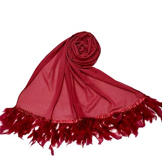 Feather hijabs in chiffon fabric - Maroon